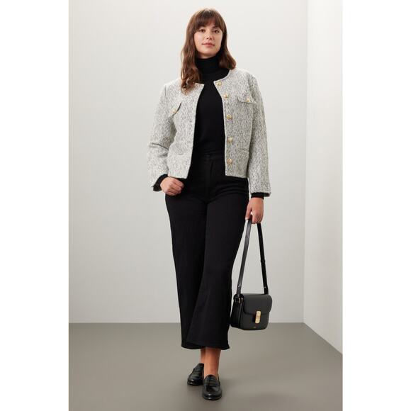 Derek Lam Jackets & Blazers - Derek Lam Grey Tweed Gold Button Collarless Jacket Size Small